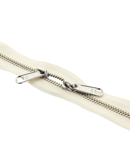 Fecho de metal costas a costas para sacos 40 cm - Cru e prata