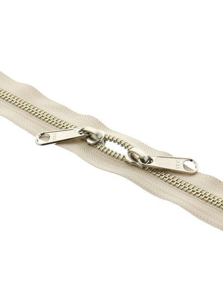 Fecho de metal costas a costas para sacos 40 cm - Bege e prata