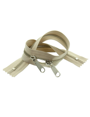 Fecho de metal costas a costas para sacos 40 cm - Bege e prata