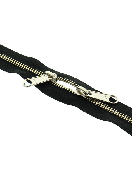 Fecho de metal costas a costas para sacos 40 cm - Preto e prata