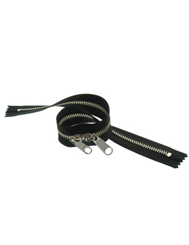 Fecho de metal costas a costas para sacos 40 cm - Preto e prata