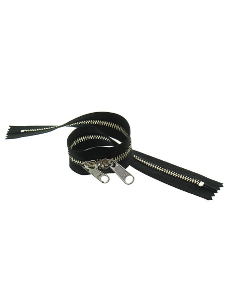 Fecho de metal costas a costas para sacos 40 cm - Preto e prata