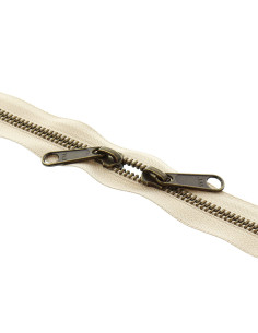 Fecho de metal costas a costas para sacos 40 cm - Bege e bronze