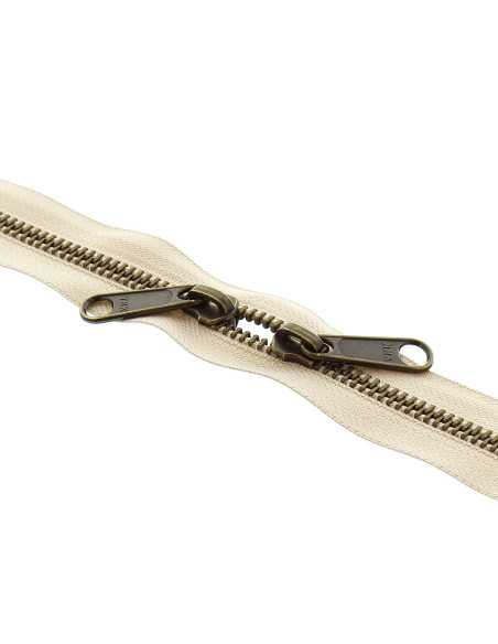 Fecho de metal costas a costas para sacos 40 cm - Bege e bronze