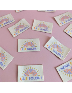 Conjunto de 6 etiquetas tecidas - 1, 2, 3 sol