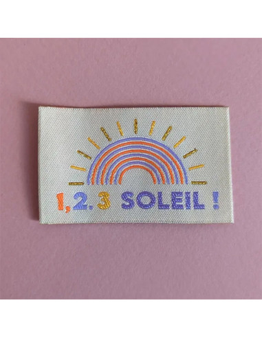 Conjunto de 6 etiquetas tecidas - 1, 2, 3 sol