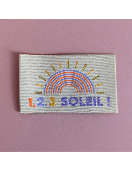 Conjunto de 6 etiquetas tecidas - 1, 2, 3 sol