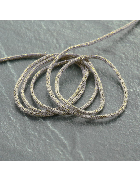 Cordão lurex Saxo 2 mm - Bege e dourado