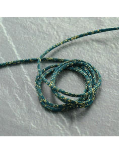 Cordão lurex Saxo 2 mm - Azul petróleo e dourado