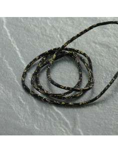 Cordão lurex Saxo 2 mm - Preto e dourado