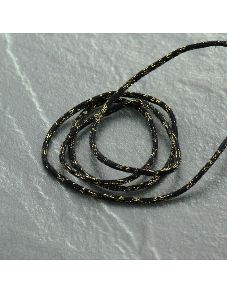 Cordão lurex Saxo 2 mm - Preto e dourado