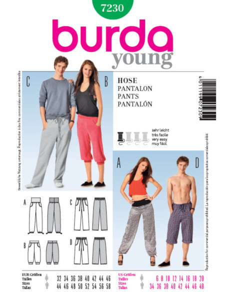 Molde de calça - Burda 7230