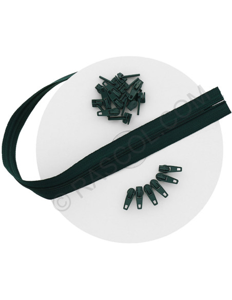 Rolo de 10 metros de fecho de nylon - Verde garrafa
