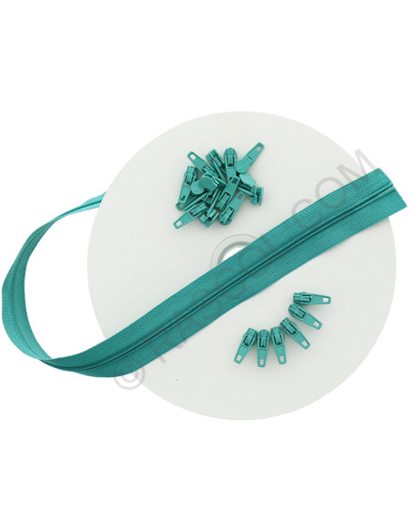 Rolo de 10 metros de fecho de nylon - Verde esmeralda