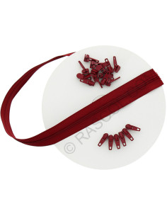 Rolo de 10 metros de fecho de nylon - Vermelho escuro