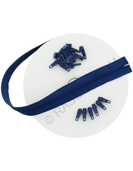 Rolo de 10 metros de fecho de nylon - Azul royal