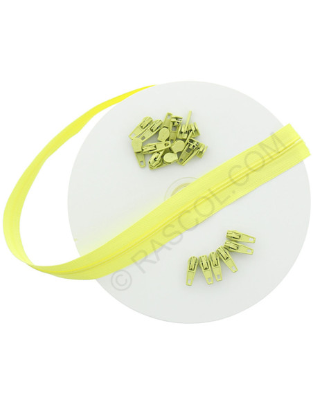 Rolo de 10 metros de fecho de nylon - Amarelo