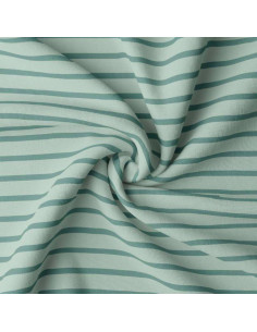Tecido jersey listrado bretão - Verde acinzentado e eucalipto