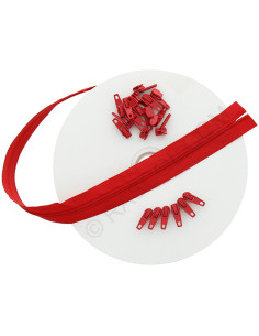 Rolo de 10 metros de fecho de nylon - Vermelho vivo