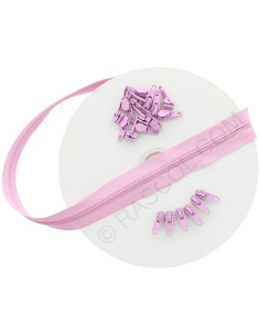 Rolo de 10 metros de fecho de nylon - Rosa