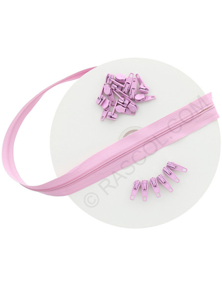 Rolo de 10 metros de fecho de nylon - Rosa