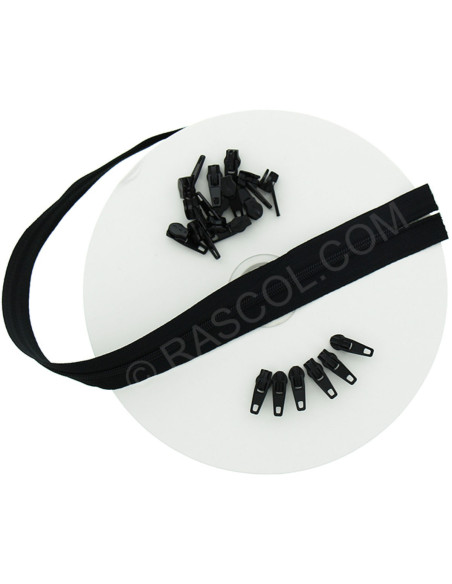 Rolo de 10 metros de fecho de nylon - Preto