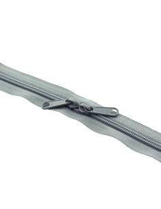 Fecho de nylon costas a costas para sacos 60 cm - Cinza