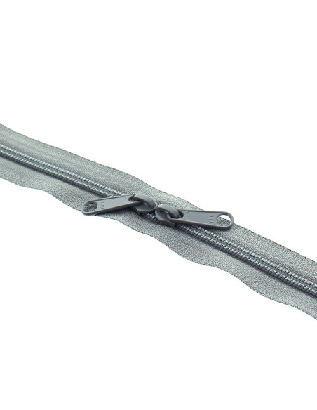 Fecho de nylon costas a costas para sacos 60 cm - Cinza