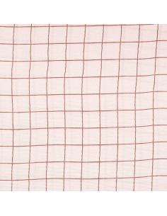 Tecido gaze dupla xadrez - Morganite e fulvo 2