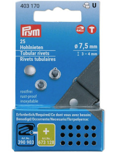 Conjunto de 25 rebites tubulares 3-4 mm prata VARIO Creative Tool