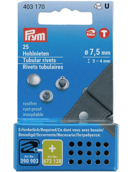 Conjunto de 25 rebites tubulares 3-4 mm prata VARIO Creative Tool