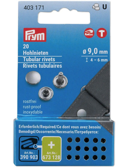Conjunto de 20 rebites tubulares 4-6 mm prata VARIO Creative Tool