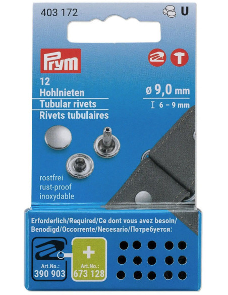 Conjunto de 12 rebites tubulares 6-9 mm prata VARIO Creative Tool