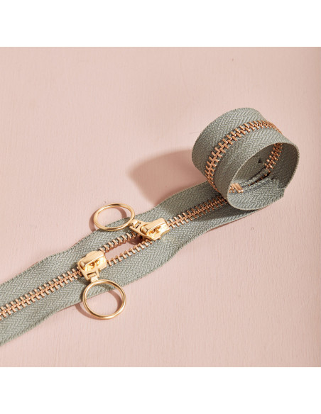 Fecho de correr duplo Gold e Cedar 40 cm - Atelier Brunette