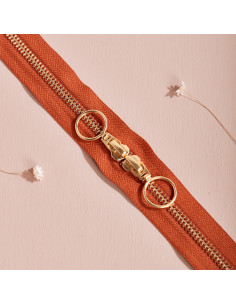 Fecho de correr duplo Gold e Chesnut 40 cm - Atelier Brunette