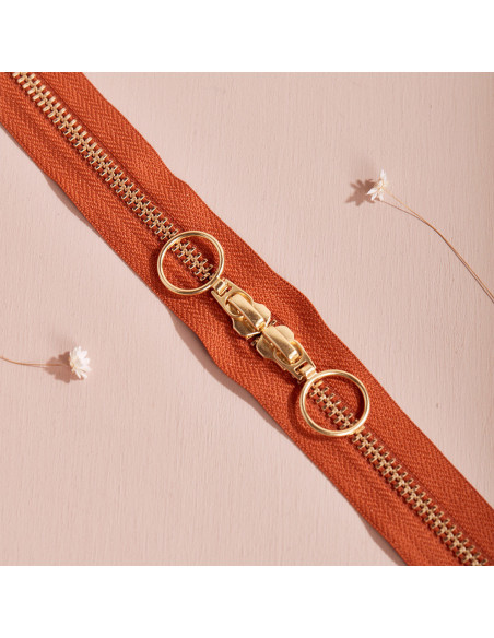 Fecho de correr duplo Gold e Chesnut 40 cm - Atelier Brunette