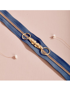 Fecho de correr duplo Gold e Cobalt 40 cm - Atelier Brunette
