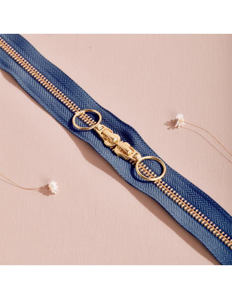 Fecho de correr duplo Gold e Cobalt 40 cm - Atelier Brunette