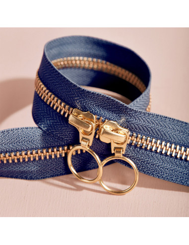 Fecho de correr duplo Gold e Cobalt 40 cm - Atelier Brunette