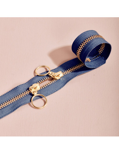 Fecho de correr duplo Gold e Cobalt 40 cm - Atelier Brunette