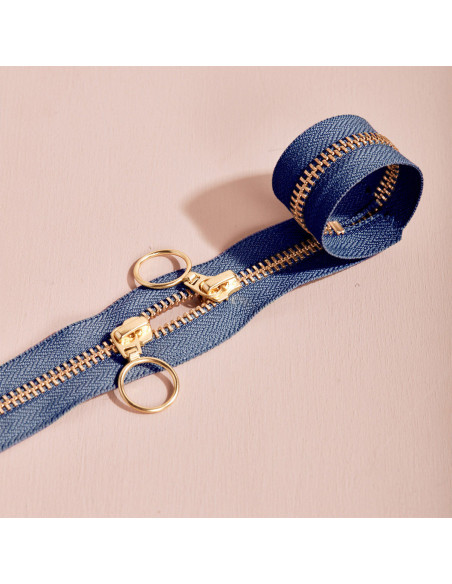Fecho de correr duplo Gold e Cobalt 40 cm - Atelier Brunette