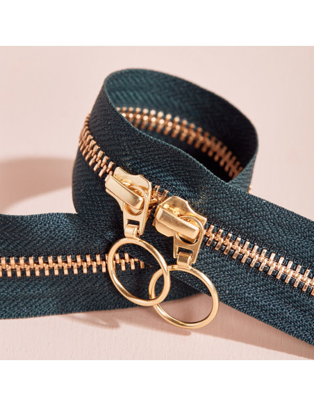 Fecho de correr duplo Gold e Forest 40 cm - Atelier Brunette