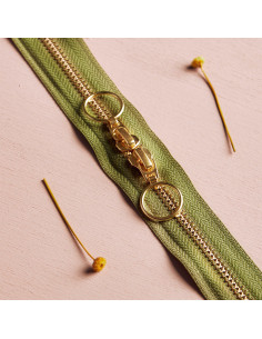 Fecho de correr duplo Gold e Matcha Leaf 40 cm - Atelier Brunette