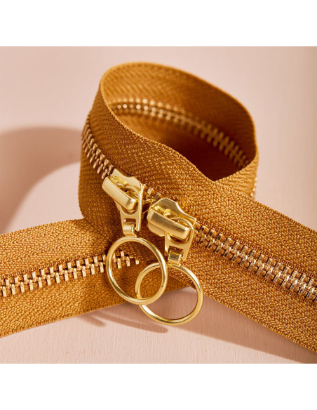 Fecho de correr duplo Gold e Ochre 40 cm - Atelier Brunette
