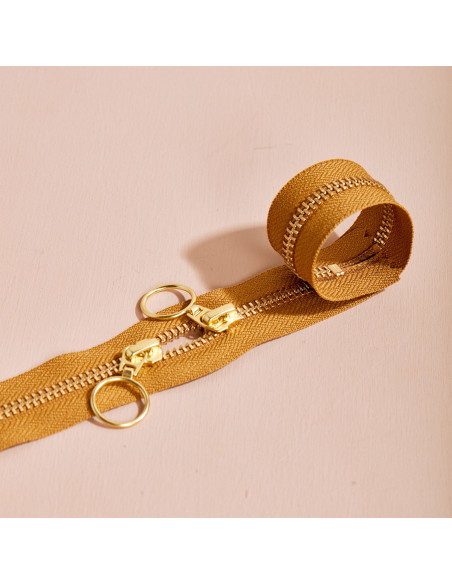 Fecho de correr duplo Gold e Ochre 40 cm - Atelier Brunette