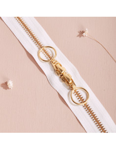 Fecho de correr duplo Gold e Off White 40 cm - Atelier Brunette