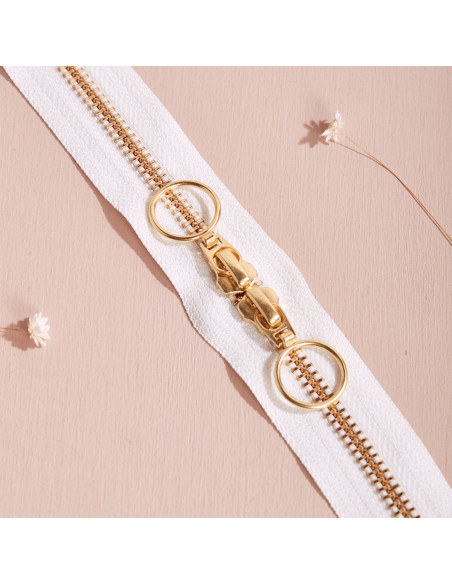 Fecho de correr duplo Gold e Off White 40 cm - Atelier Brunette