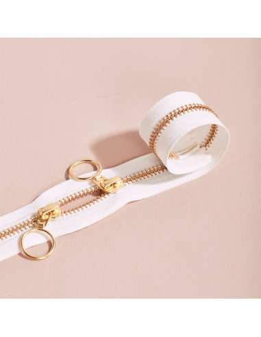 Fecho de correr duplo Gold e Off White 40 cm - Atelier Brunette