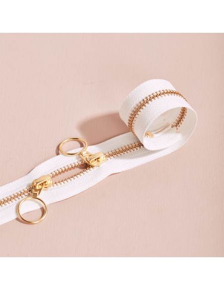 Fecho de correr duplo Gold e Off White 40 cm - Atelier Brunette