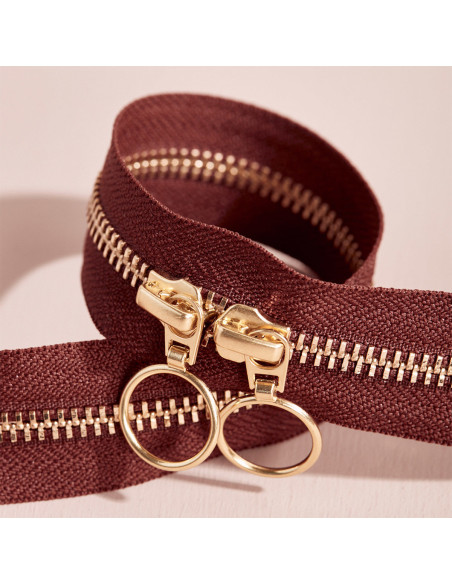 Fecho de correr duplo Gold e Rust 40 cm - Atelier Brunette